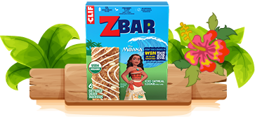 Advanture awaits with Zbar, package of Moana cliff bars